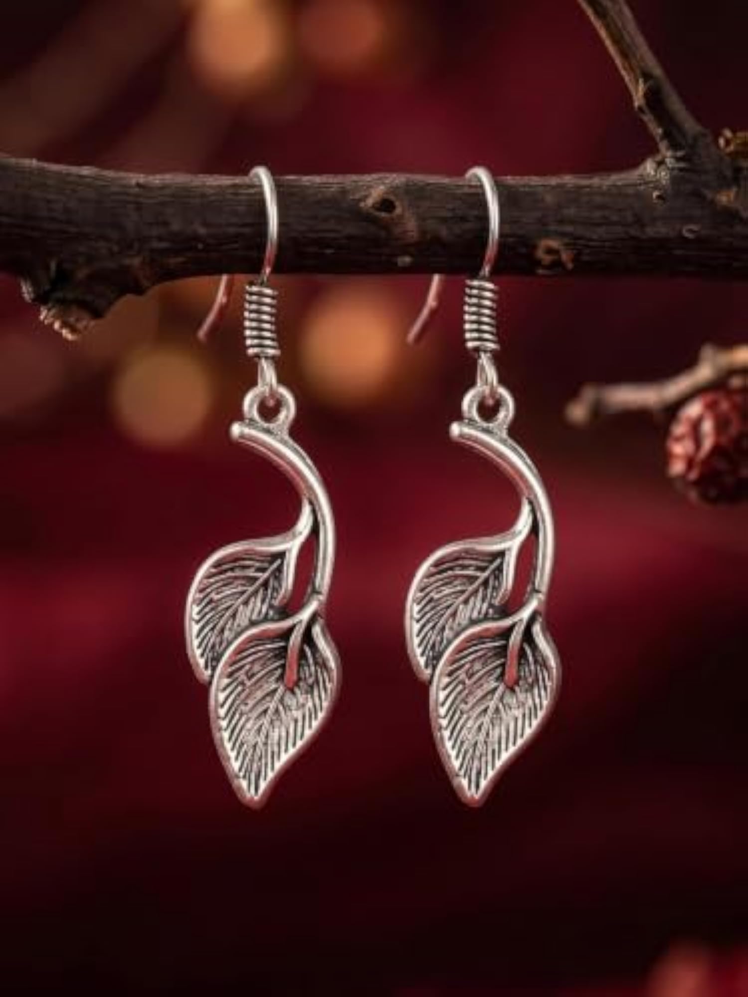 Oxidised Earrings Combo Bird & Leaf Dangle Drop